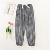 Calças de pijama de seda de algodão Calças Shrink Femininas Verão Novo Tamanho Grande Soltas Grávidas Calças Externas com Lanterna de Bolso Shrink Calças