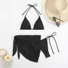 Traje de Baño Nuevo Estilo Dividido para Mujer, Bikini de Tres Piezas de Comercio Exterior Europeo y Americano, Cuello Halter, Espalda Descubierta, Transfronterizo