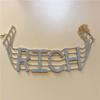 Gargantilla de cuello con diamantes de imitación de moda europea y americana, personalizada con letra inglesa RICH, cadena de cuello, collar de moda multicapa de hip hop