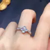 Anillo de Plata de Ley S925 Incrustado con Piedra Lunar Azul Natural Anillo para Mujer Apertura Ajustable Cruz Extranjera Venta al por Mayor Transfronteriza