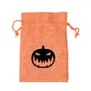 Saco de Cabeza de Calabaza de Halloween Naranja Cordón Corsé Saco para Envolver Regalos de Navidad Mancha
