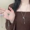 Colar Puxa-Puxa Prata de Pônei Fofo para Mulheres Outono e Inverno Design de Nicho Corrente Longa para Suéter Acessórios Versáteis da Moda