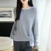 Colección nueva otoño/invierno 2026 transfronteriza: Suéter de lana de punto fino con cuello redondo, manga larga, para mujer, con bloques de color, rayas y base acanalada