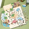 Adesivos de Paisagismo para Restaurante Tubarão Micro-Tinta Estéreo Miniatura Visual 3D Cena de Cabana Desenho Animado Infantil Adesivos de Paisagismo Descompressão