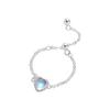 Anillo de Plata de Ley 925 Luna de Amor Piedra Lunar para Mujer Simple Deslizante Cadena Desnuda Anillo Dedo Índice 5188A