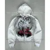 Sudadera con capucha Y2K de comercio exterior europeo y americano, cremallera completa, manga larga, estampado de tigre blanco, estilo high street holgado