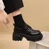 Sapatos pequenos de couro estilo cadarço britânico 2026 novo outono aumento de altura sola grossa plataforma mocassins baixa estatura sapatos únicos femininos