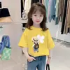 Roupa Infantil Novo Estilo Camiseta de Manga Curta para Crianças Verão 2026 Camisa Fina de Algodão de Meia Manga para Meninas Top Soltinho com Gola Redonda
