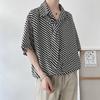 Camisa de Manga Curta para Homens, Design de Marca de Moda Primavera, Tendência de Nicho, Camisa Masculina Folgada Estilo Lazy para Homens Bonitos