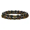 Pulsera Combinada de Piedra Volcánica Elástica de Nuevo Producto Transfronteriza Moda Retro Astilla de Madera Cáscara de Coco Pulseras Apilables para Hombres y Pulseras para Mujeres