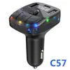 Nuevo Reproductor Mp3 para Coche C57 Efecto de Luz Ambiental Carga Rápida Pd30W Bluetooth Manos Libres Transmisor Fm Mp3 para Coche
