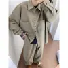Nueva Moda Masculina Primavera 2025 Marca Camisa con Solapa, Color Sólido Elegante, Chaqueta Superior Holgada Simple y Versátil para Hombre