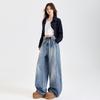 Jeans de Pierna Ancha Desconstrucción de Bambú Sueltos Estilo Scimitar para Hombre y Mujer Estilo Americano Retro Lavado Pantalones Casuales Nuevos Chenilla