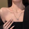 Novo colar delicado de camada dupla feminino corrente grossa aço titânio multicamadas anel oco cintura fina contas de transferência corrente clavicular