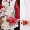 Mochila Nueva de Año Nuevo - Año de la Oveja 2027, Pez Koi Estilo Chino, Festival de Primavera, Bolso Cruzado Rojo Festivo para Niños, Mayoreo