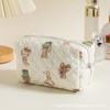 Nueva Bolsa de Cosméticos Acolchada Floral para Mujer, Bolsa de Aseo Portátil para Viaje para Productos para el Cuidado de la Piel, Bolsa de Almacenamiento Suave Simple de Gran Capacidad