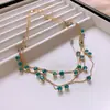 Colar de pérolas fritillary Ji sereia galvanizada a ouro real, corrente de clavícula simples francesa, colar retrô elegante e personalizado