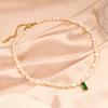 Collar vintage con colgante de perla de agua dulce natural y circonita, cadena de clavícula ligera de lujo de alta gama para otoño e invierno, cadena de lana que combina con todo.