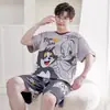 Conjunto de pijama de verano para hombre, de manga corta y pierna corta, ligero, talla grande, corte holgado, adecuado para usar como ropa de estar en casa