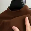 Camiseta base cálida de cuello medio para otoño e invierno para hombre, terciopelo alemán de doble cara, camiseta de manga larga con forro polar, camisa de otoño elástica con forro polar