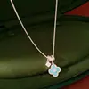 Colar Flor Trevo de Zircônia Azul, Corrente Clavicular de Luxo Leve Nicho de Alta Qualidade, Acessório de Moda Elegante para o Dia a Dia
