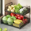 Estante de Almacenamiento de Cesta para Verduras de Cocina Encimera Doméstico Multicapa Simple Caja de Almacenamiento Dedicada para Verduras, Condimentos, Cebollas, Jengibre, Ajo