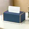 Los fabricantes de cajas de pañuelos pueden personalizar cajas de pañuelos de cuero modernas y sencillas para oficinas y hoteles, cajas de servilletas de lujo ligero