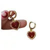 Aretes de Encaje con Zirconia en Forma de Corazón con Goteo de Aceite Galvanizados en Oro Verdadero, Pendientes Retro de Alta Gama Sencillos, Pendientes de Moda para el Trabajo para Mujer