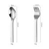 Cuchara y Tenedor Infantiles con Mango Cuadrado, Cuchara y Tenedor de Acero Inoxidable 304, Cuchara y Tenedor de Mango Corto, Cuchara Exquisita para Comer Bebés, Se Puede Imprimir con Logo