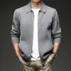 Roupas masculinas populares para live-streaming: nova jaqueta de malha masculina de manga comprida para outono e inverno, cardigã casual, suéter masculino com zíper e gola