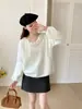 Nuevo Estilo Otoño e Invierno 2025 Diseño Floral Tridimensional Estilo Dulce y Suave Suéter de Punto Jersey Holgado para Mujer