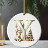 Nueva decoración navideña transfronteriza: Colgante acrílico 2D con letra y diseño de ciervo para árbol de Navidad y decoración navideña del hogar