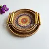 Cesta de frutas tejida de ratán, cesta de pan tejida, bandeja para aperitivos, mesa de café, bandeja para pasteles, cesta de almacenamiento de escritorio