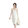 Renda gaze absorvente estilo coreano sem costas sexy usável toalha de banho alças de celebridade da internet todo algodão vestido de banho feminino