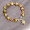 Pulsera Nueva de Ojo de Tigre Dorado Colgante de Buda Cadena Sencilla Retro Diseño de Estilo Étnico Simple para Garantizar la Paz
