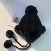Gorro de Lana Dulce y Lindo Estilo Coreano para Niñas con Forro de Felpa Engrosado Protección contra el Frío Protección para las Orejas Pompón Tejido Cálido