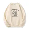 Sudadera rosa de cuello redondo, forrada de forro polar, engrosada, nuevo estilo otoño/invierno, con estampado de cachorro de dibujos animados estilo americano, top casual y de corte holgado