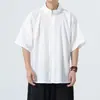 Verano 2026 Nuevo Estilo Chino Moda Tallas Grandes Camisas de Algodón y Lino para Hombre Ropa para Hombre Hecha en Wei Transfronteriza Hanfu de Estilo Chino