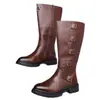 Botas Martin para Hombre de Caña Alta Estilo Británico Botas Largas Botas de Trabajo Botas de Cuero para Montar en Motocicleta Botas de Otoño Invierno Zapatos para Hombre de Talla Grande