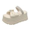 Sandalias de Suela Gruesa para Mujer 2025 Verano Nuevo Versátil Ropa Exterior Moda Plataforma de Pedrería Sandalias de Cuña