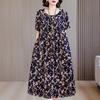 Vestido de Algodón y Seda Floral de Gama Alta para Mujeres de Mediana Edad y Mayores, Nuevo Estilo Verano 2026, Vestido Holgado de Algodón y Rayón para Usar como Exterior