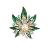 Broche de Hoja de Arce con Pedrería de Aleación de Gama Alta, Broche de Ropa para Mujer Moderno y Elegante, Accesorio de Alfiler Fijo