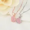 Colgante de zorro de cristal rosa estilo coreano cadena de clavícula de oro rosa joyería simple de moda para estudiantes