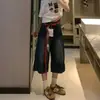 Jeans Feminino de Verão Fino Sete Pontos Calça Wide Leg Modeladora Selecionada Novo Estilo 2026 Para Baixinhas Calça Reta Seis Pontos