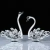 Adornos de cisne de cristal transfronterizos, nobles y elegantes, decoraciones interiores de lujo ligero, adornos de cisne de cristal en pares