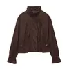 Ropa Femenina Transfronteriza Europea y Americana 2026 Moda Callejera Efecto Textura Gamuza Chaqueta Abrigo Plisada Mujer E5260680