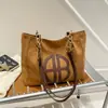 Bolsa de Veludo de Couro de Veado de Grande Capacidade Bolsa Tote de Ombro Nova Feminina Outono e Inverno Casual Cor Pura Retrô Bolsa Feminina
