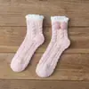 Calcetines de Coral para Dormir para Mujer, Calcetines de Media Pantorrilla con Encantos Lindos Estilo Japonés, Calcetines de Invierno para el Hogar y Maternidad, Calcetines Cálidos para Mujer con Forro de Polar
