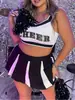 Traje de cheerleader sexy europeu e americano transfronteiriço com estampa de letras, novo top cropped esportivo de verão, atacado de fábrica
