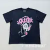 Camiseta de Manga Corta con Estampado de Letras Hip-Hop Americano Synaworld para Hombre, Top Casual Holgado de Cuello Redondo Estilo Europeo y Americano, Verano